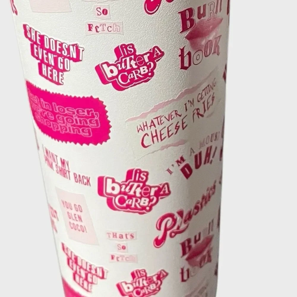 Mean Girls 24oz Insulated Tumbler Movie Quotes Pink Cup NWT